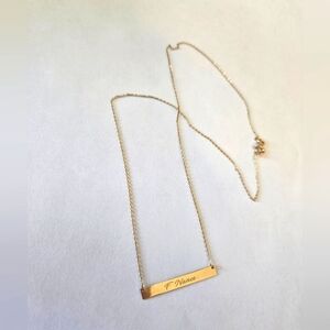 Solid 14k Gold Bar Necklace